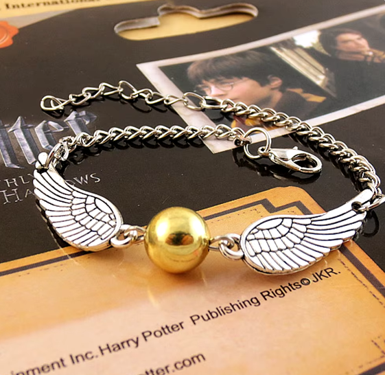 Pulsera de Harry Potter aleación ajustable, cadena de Snitch dorada